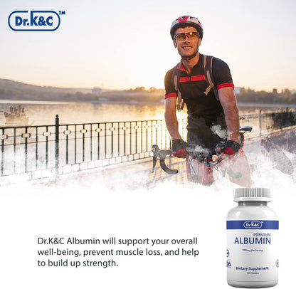 Dr.K&C Premium Albumin Protein Supplement 1000mg, 3 Bottles (120 Tablets Each) – Daily Energy & Wellness Support