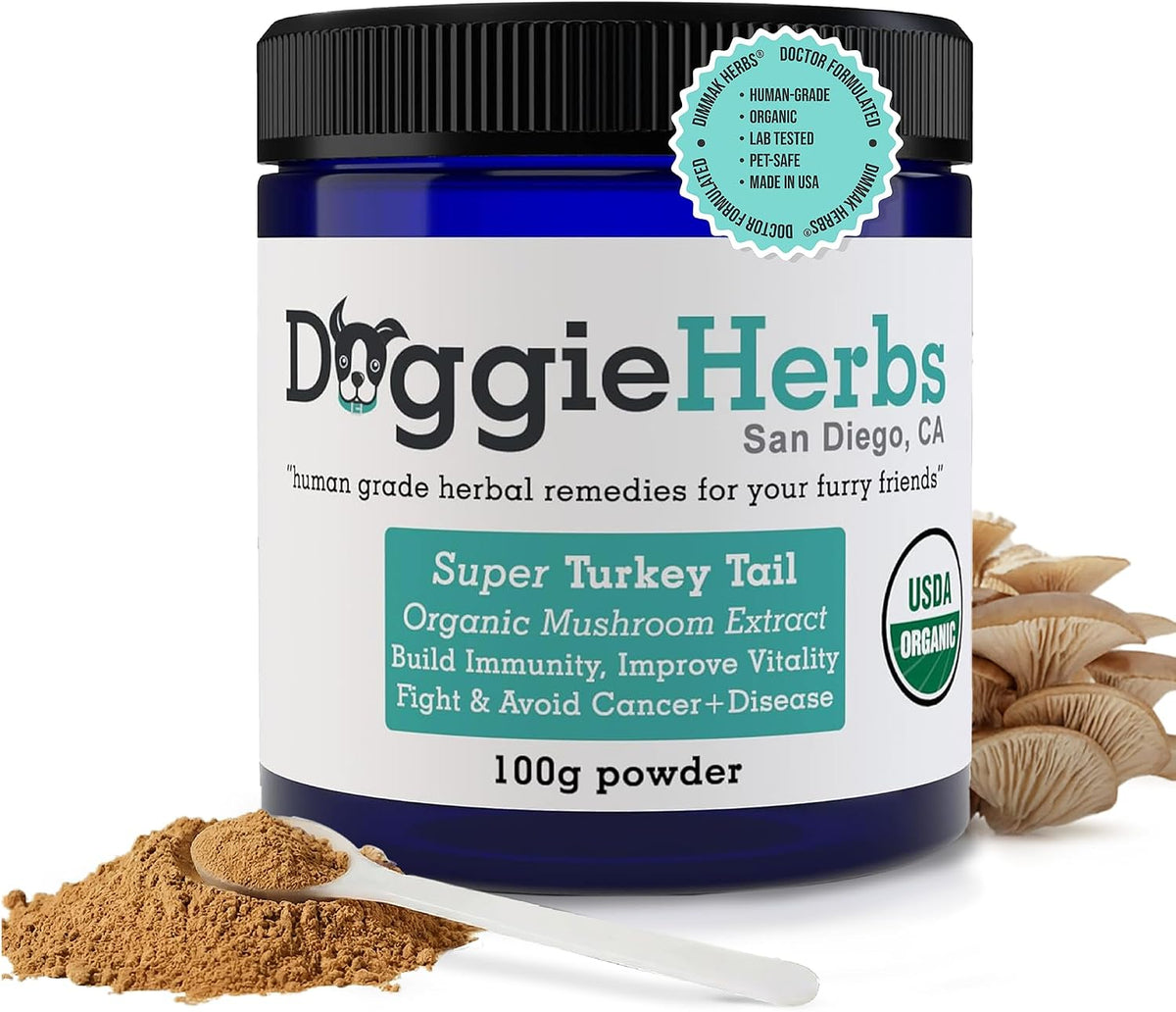 Doggie Herbs Turkey Tail Mushroom Extract for Dogs – 55% Beta-Glucans – Immune Support – 100g - görsel 1