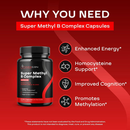 Methylated B Complex Food Supplement - Bioactive with 5-MTHF & Methylcobalamin