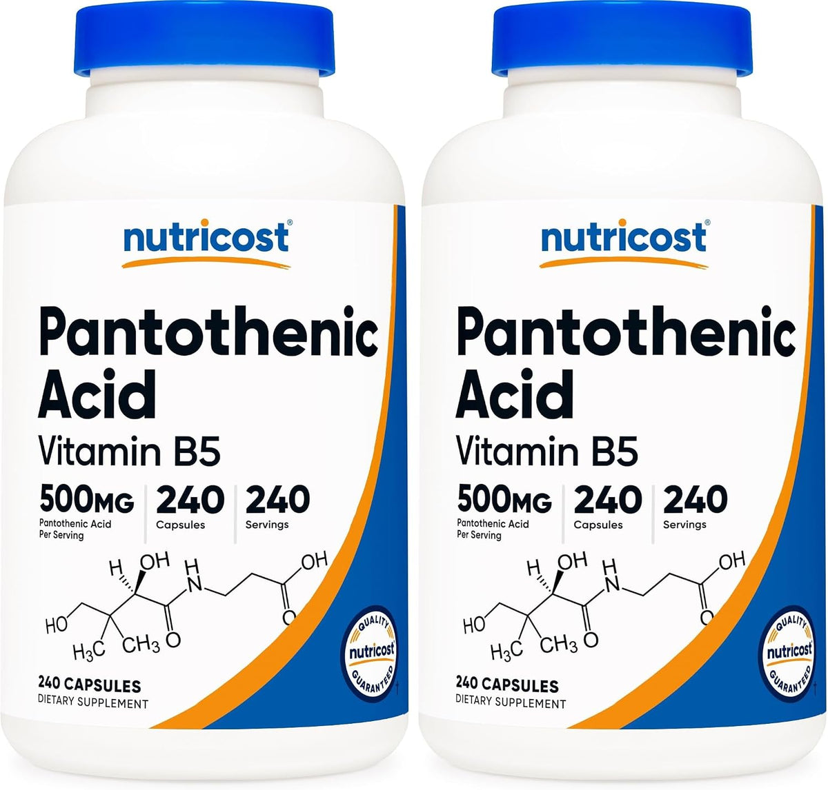 Nutricost Pantothenic Acid (Vitamin B5) 500mg, 240 Capsules (2 Bottles) - görsel 9
