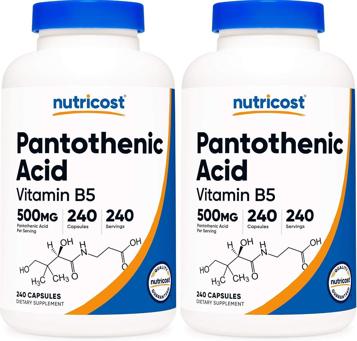 Nutricost Pantothenic Acid (Vitamin B5) 500 mg, 240 Capsules - görsel 8