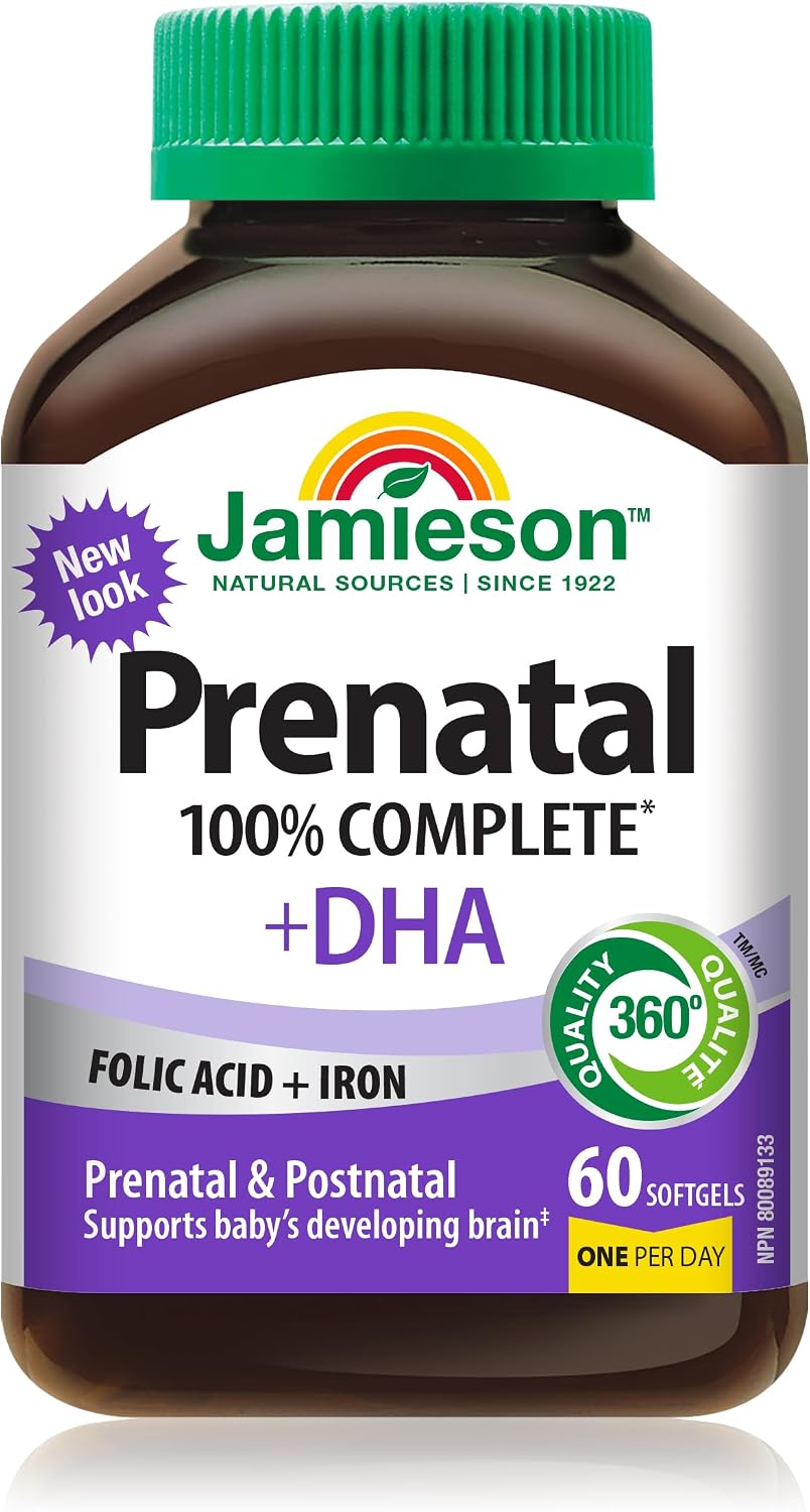 Jamieson PRENATAL Complete Multivitamin with DHA Supplement, 60 Softgels - görsel 1