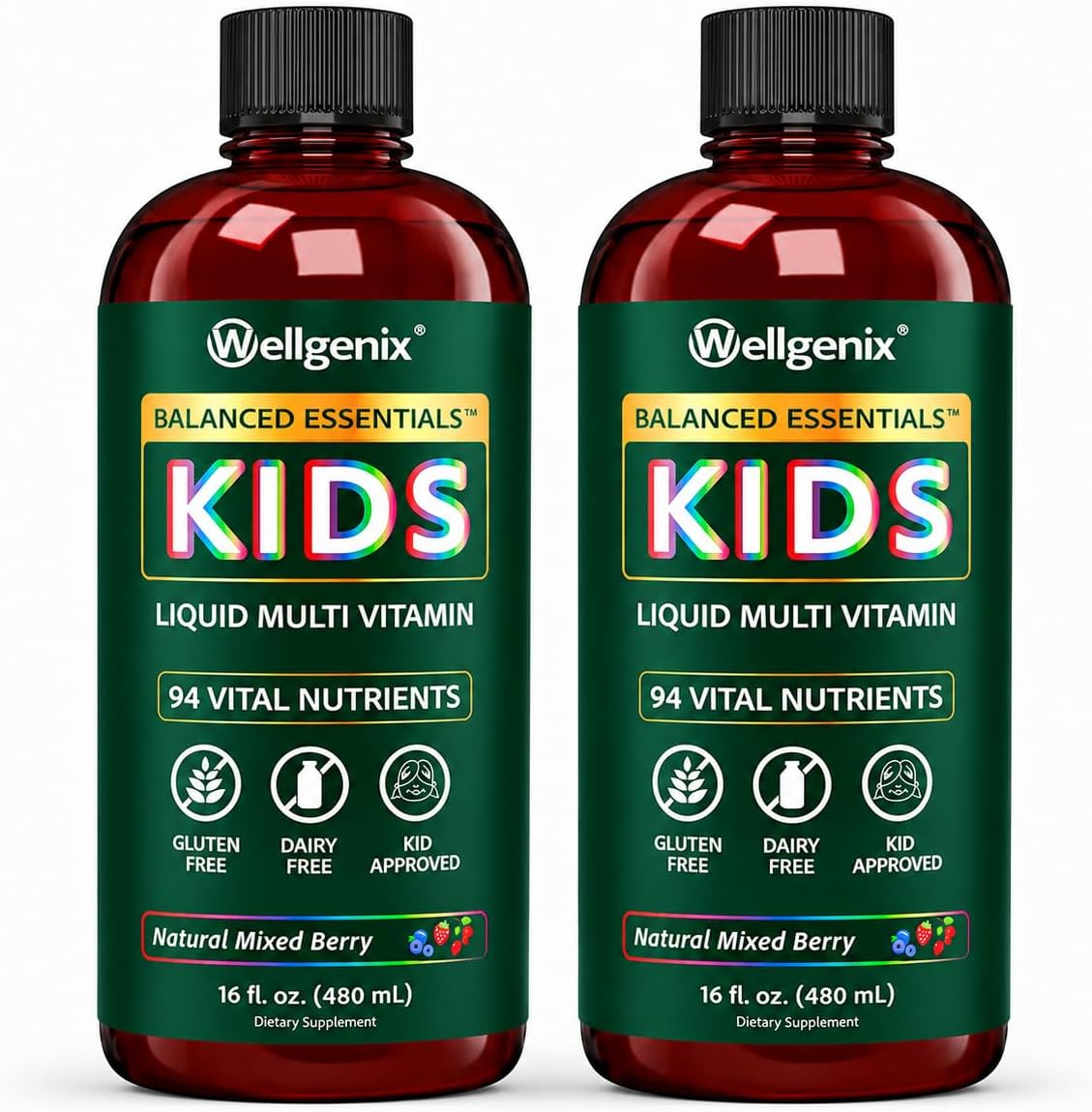 Wellgenix Balanced Essentials Kids Liquid Multivitamin (2 x 473 - görsel 1