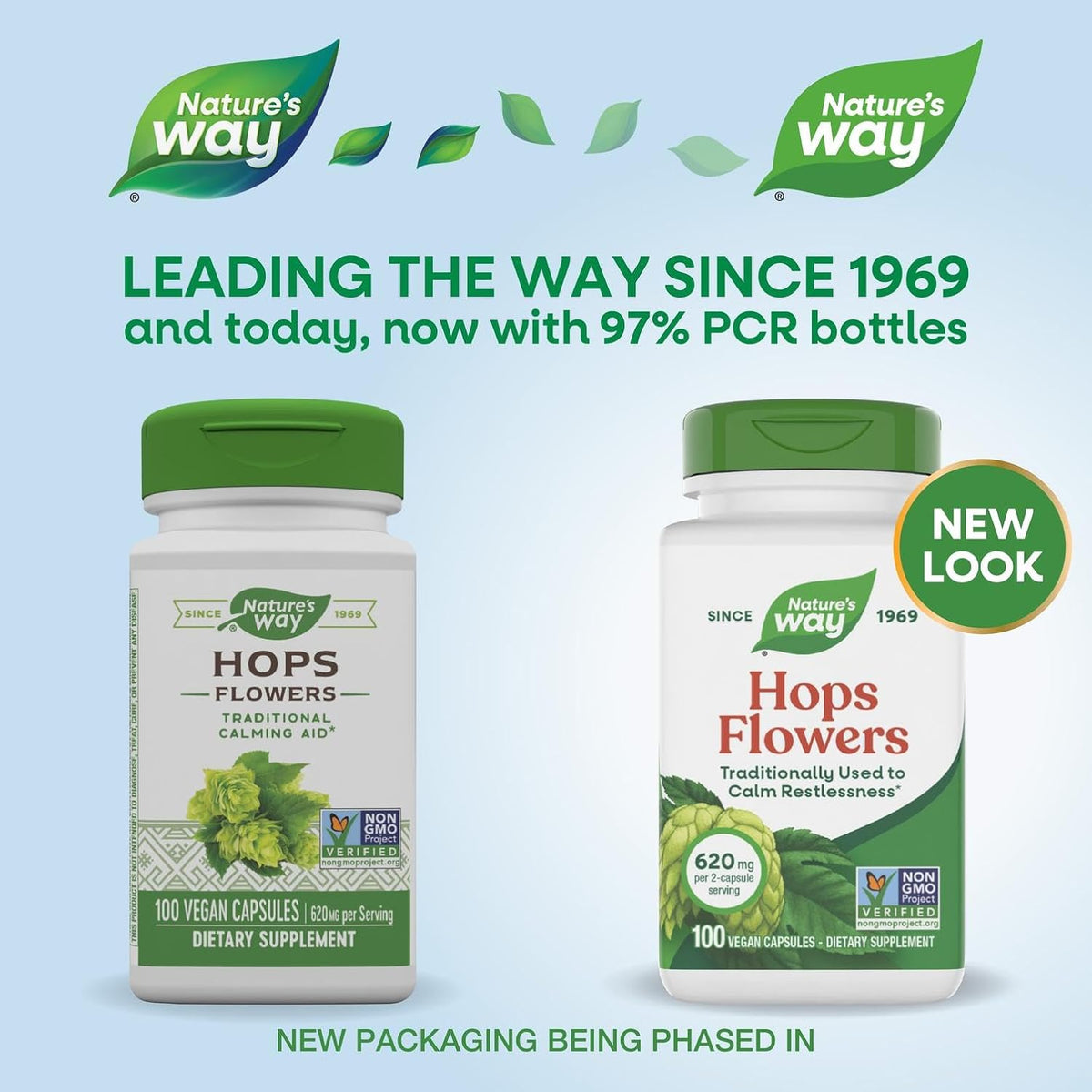 Nature’s Way Hops Flowers, Traditionally Used to Calm Restlessness*, 620 mg per 2-capsule Serving, Herbal Food Supplement, Vegan, Gluten-free & Dairy-free, 100 Capsules (Packaging May Vary) - görsel 2