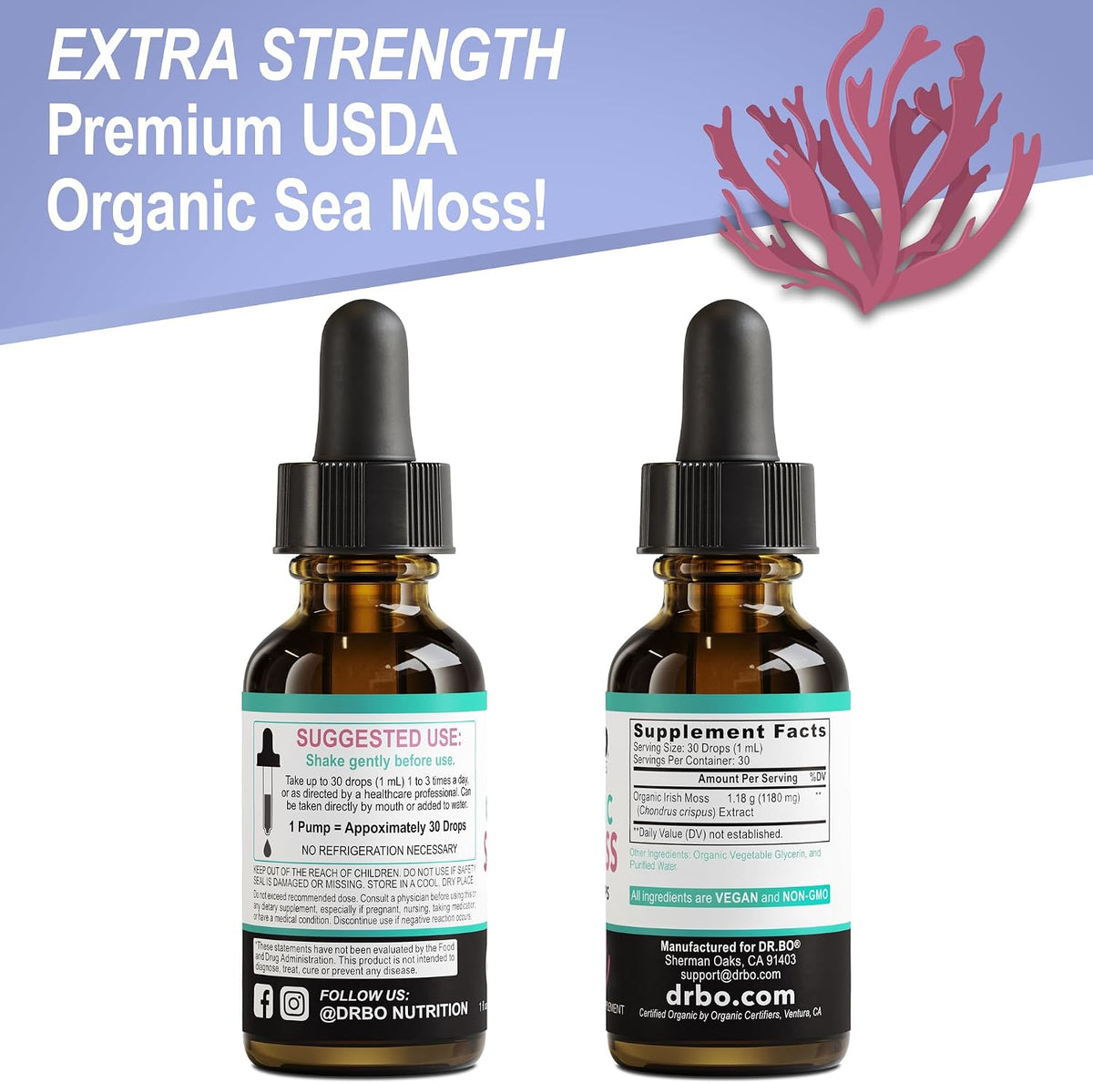 Irish Sea Moss Liquid Drops – Organic, – Thyroid Function: Iodine, a key nutrient in sea moss, plays a role in – Image 9