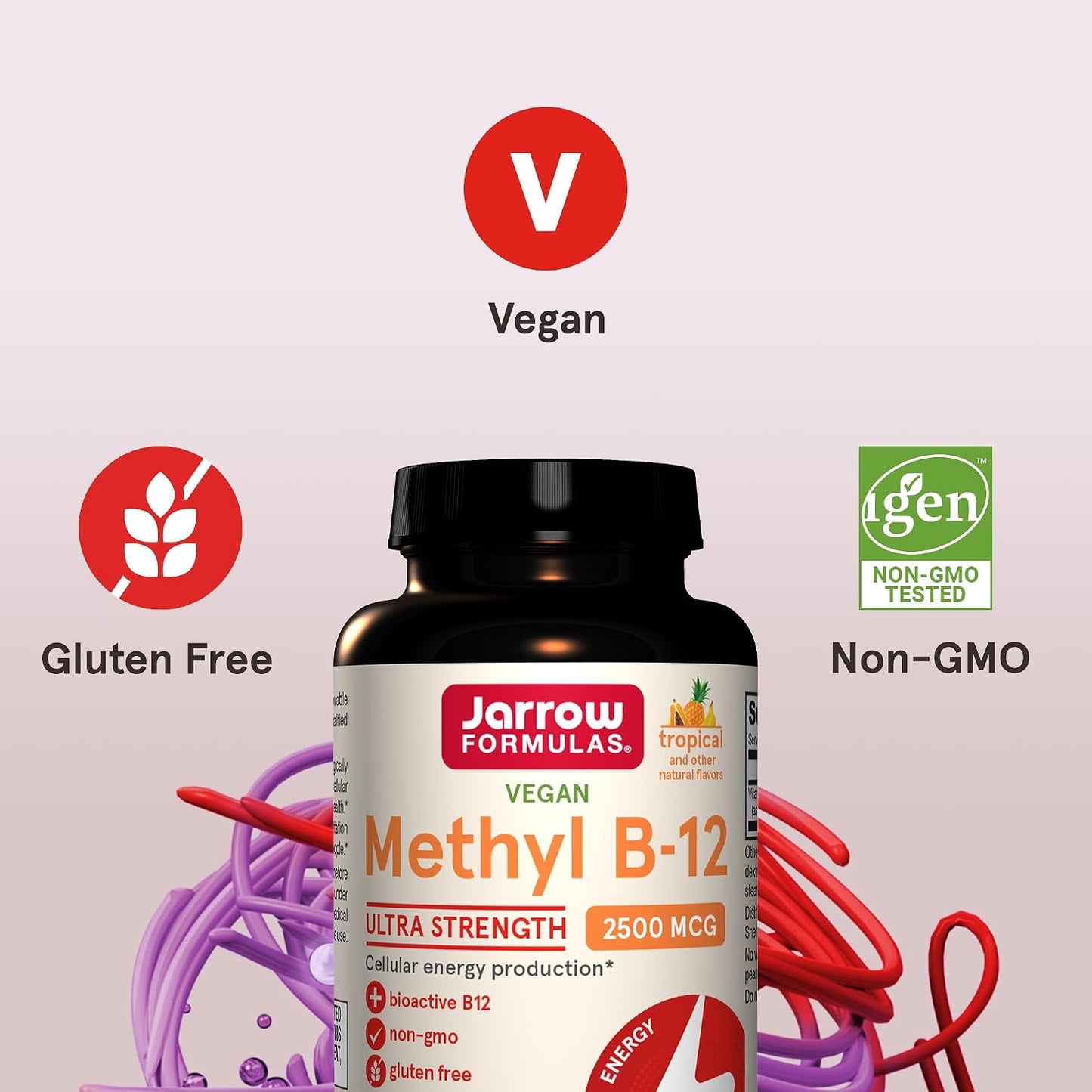 Jarrow Formulae Ultra Strength Methyl B-12 - 100 Chewable Tablets (Pack of 12) - görsel 5