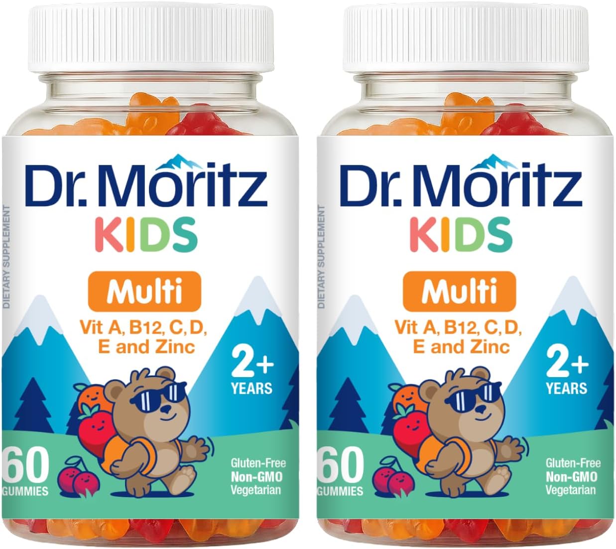 DR. MORITZ Kids Multivitamin Gummies - 14 Essential Nutrients, 2 Pack (120 Count) - görsel 1