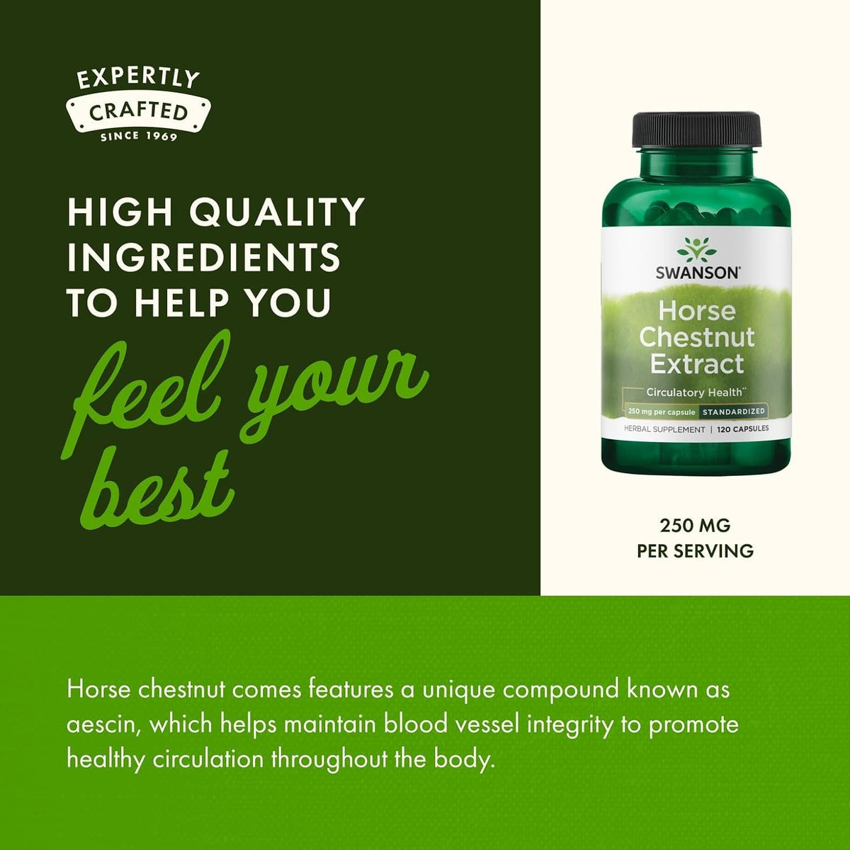 Swanson Horse Chestnut 22% Aescin (Standardised) 250 mg, 120 Capsules (2 Pack) - görsel 5