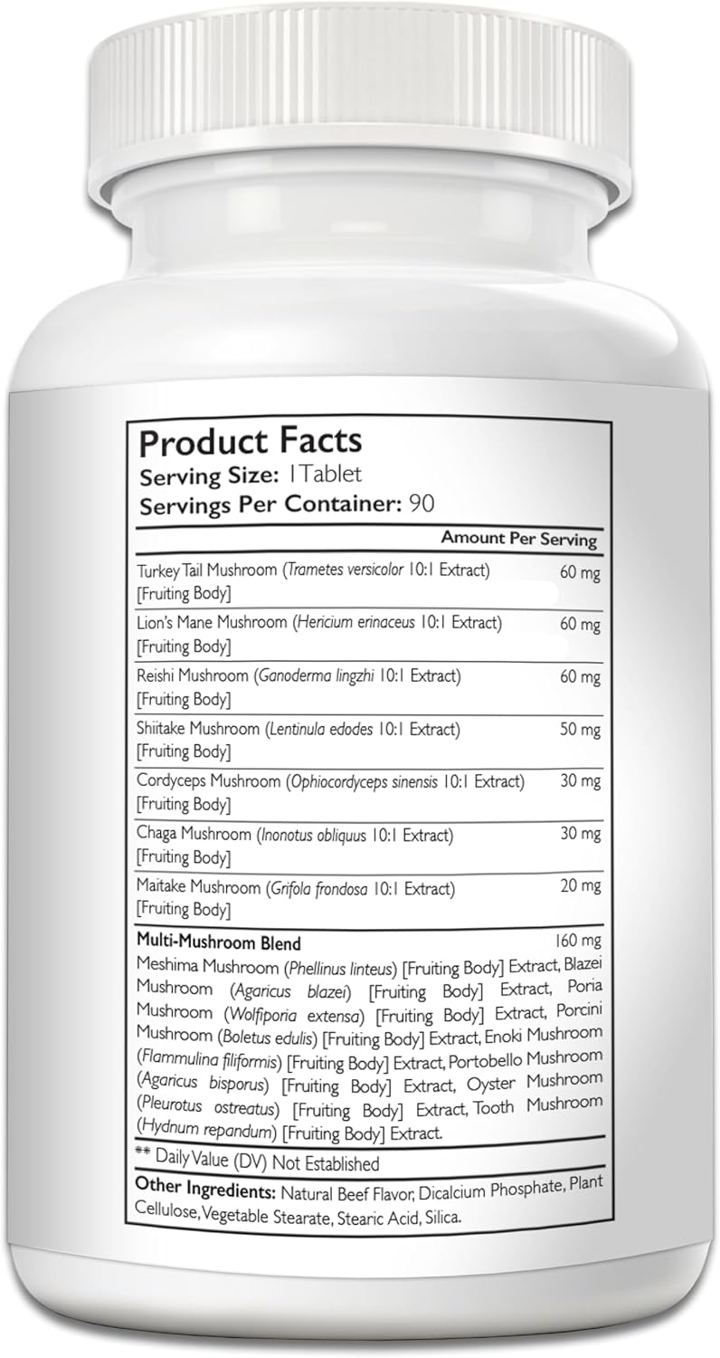 Nutrition Strength 15-in-1 Mushroom Support for Dogs | Immune System and Cognitive Health | 90 Chewable Tablets - görsel 9