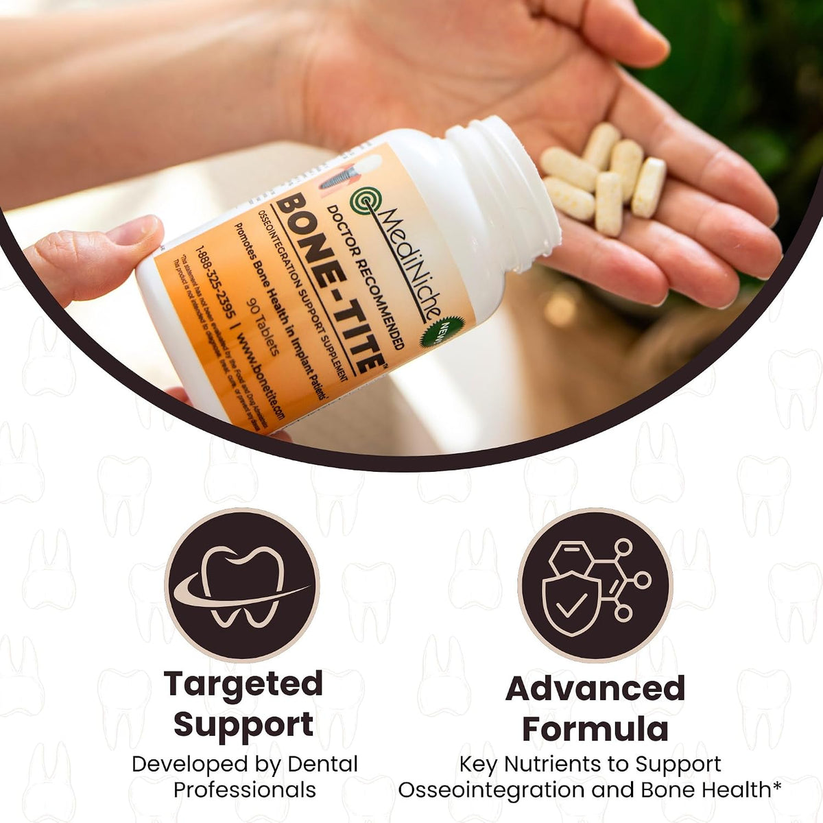 Bone-Tite Osseointegration Support Food Supplement – Key Vitamins, Minerals and Nutrients for Dental Implant Support (90 Tablets) - görsel 2