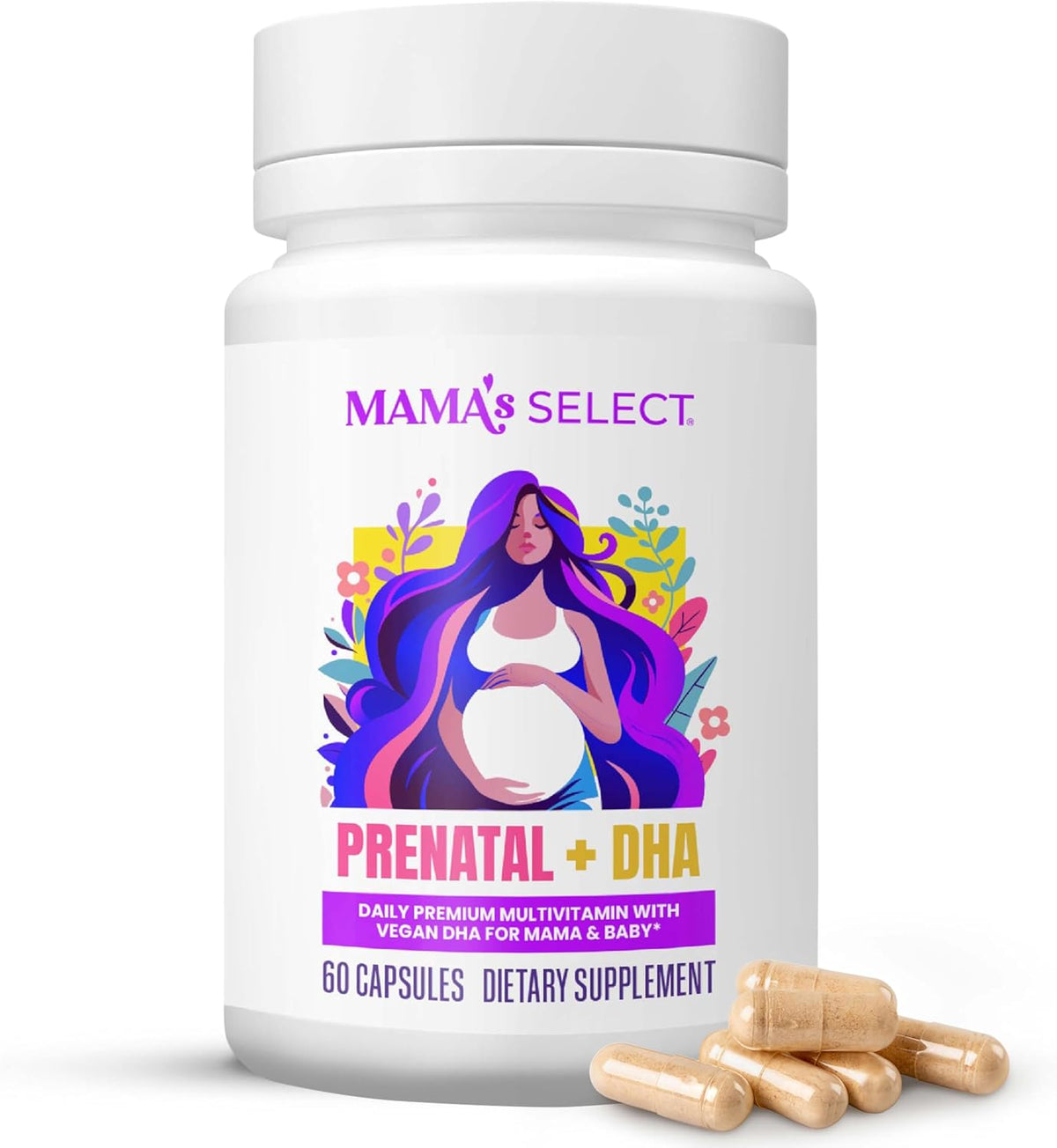 Mama's Select Prenatal Vitamins with Vegan DHA – Fish-Free, Allergen-Free, Methylated Folate & B Vitamins, No Biotin - görsel 1