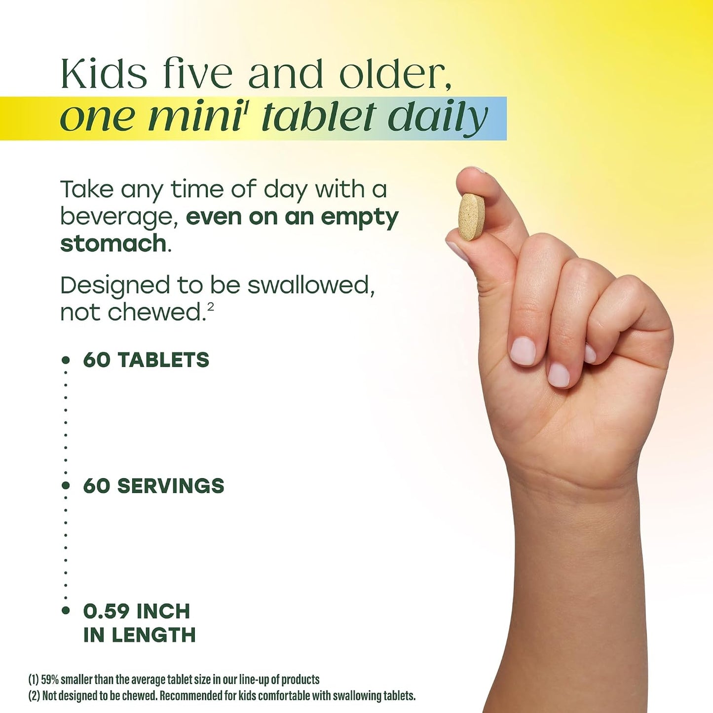 MegaFood Kids One Daily Multivitamin - Convenient Mini Multivitamin for Children - with Zinc, Vitamins C, B & D - Vegetarian, Gluten-free, Non-GM - 60 Tablets - görsel 5