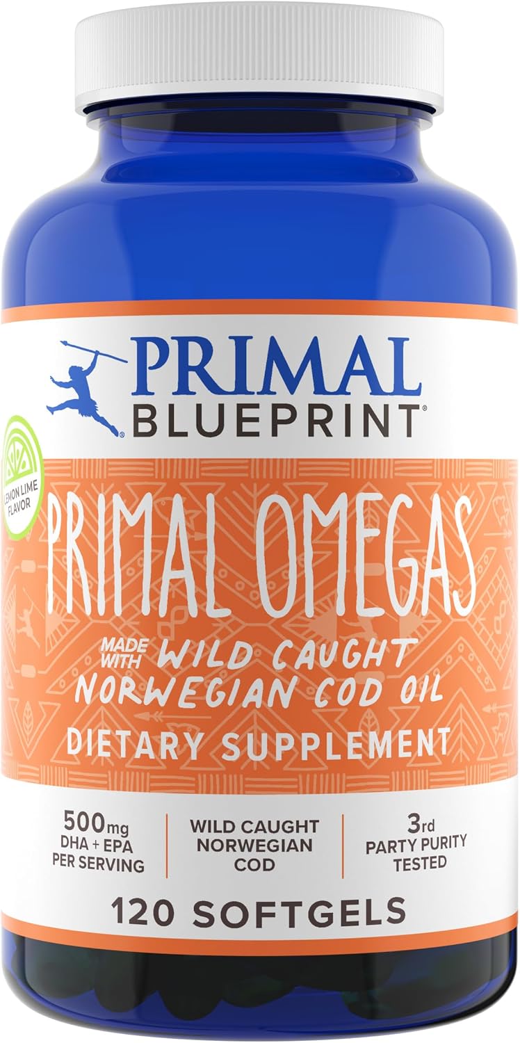 Primal Blueprint Primal Omegas, Omega-3 Fatty Acid Food Supplement, 120 Softgels - görsel 1