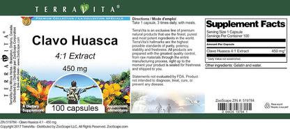Clavo Huasca 4:1-450 mg (100 Capsules, ZIN: 519784)