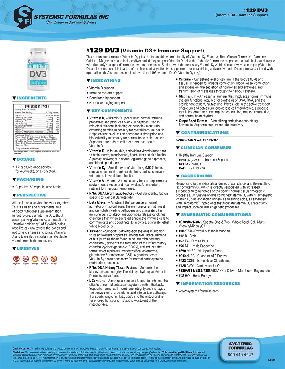 Systemic Formulae DV3 BioNutriment Vitamin D3 Plus Immune Support - görsel 2
