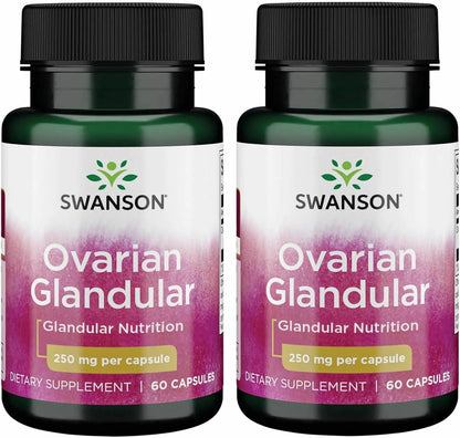 Swanson Ovarian Glandular Supplement - Women's Glandular Health and Balance Support - Premium Bovine Tissue - 60 Capsules, 250mg Each