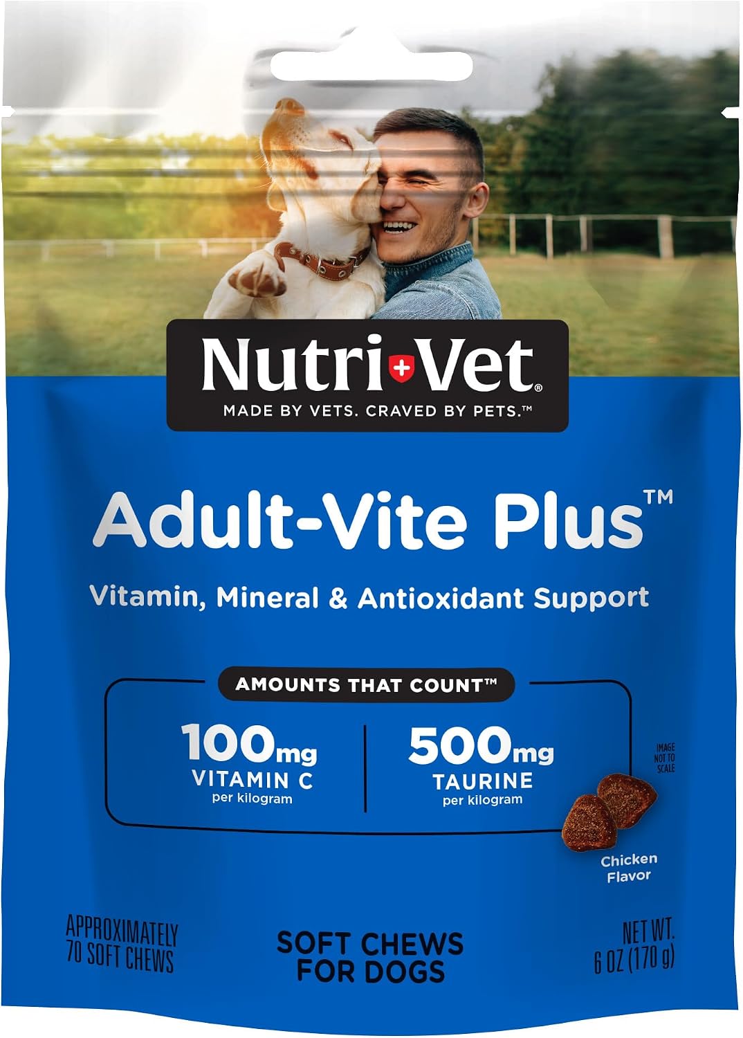 Nutri-Vet Adult-Vite Plus Dog Multivitamin Soft Chews, Daily Dog Supplement with Vitamins, Minerals and Antioxidants, Supports Skin, Immune, Joint and Gut Health, Tasty Chicken Flavour, 70 Count - görsel 1