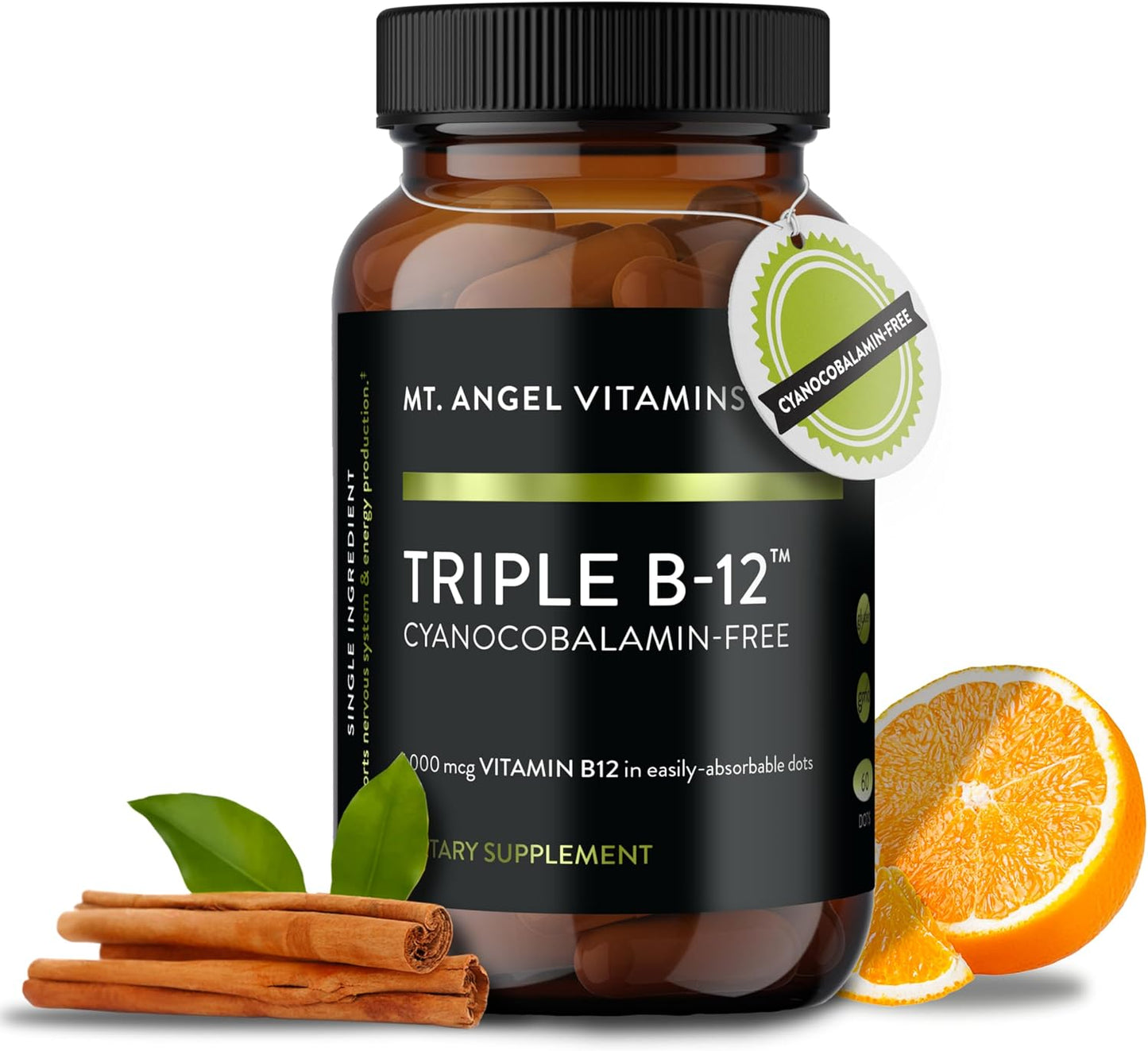 Mt. Angel Vitamins - Triple B-12 Dots | Fast-Dissolving Sublingual Dots with Methylcobalamin, Adenosylcobalamin & Hydroxocobalamin – 60 Dots - görsel 1