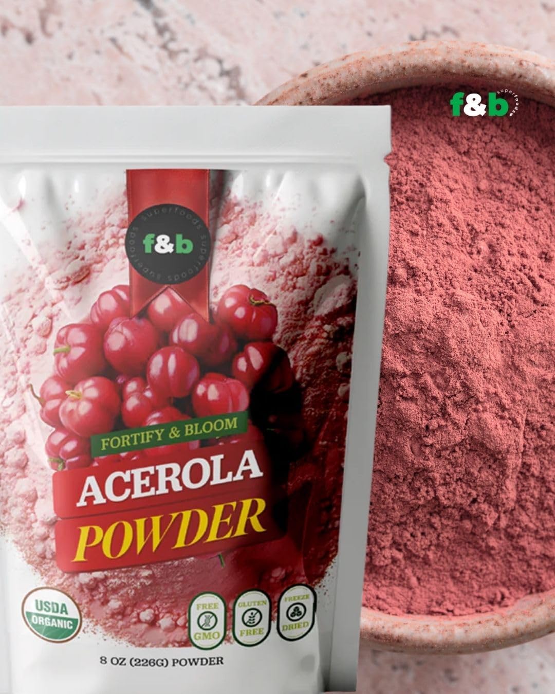 f&b superfoods Pure Organic Acerola Cherry Powder - Freeze Dried, 227g - görsel 5