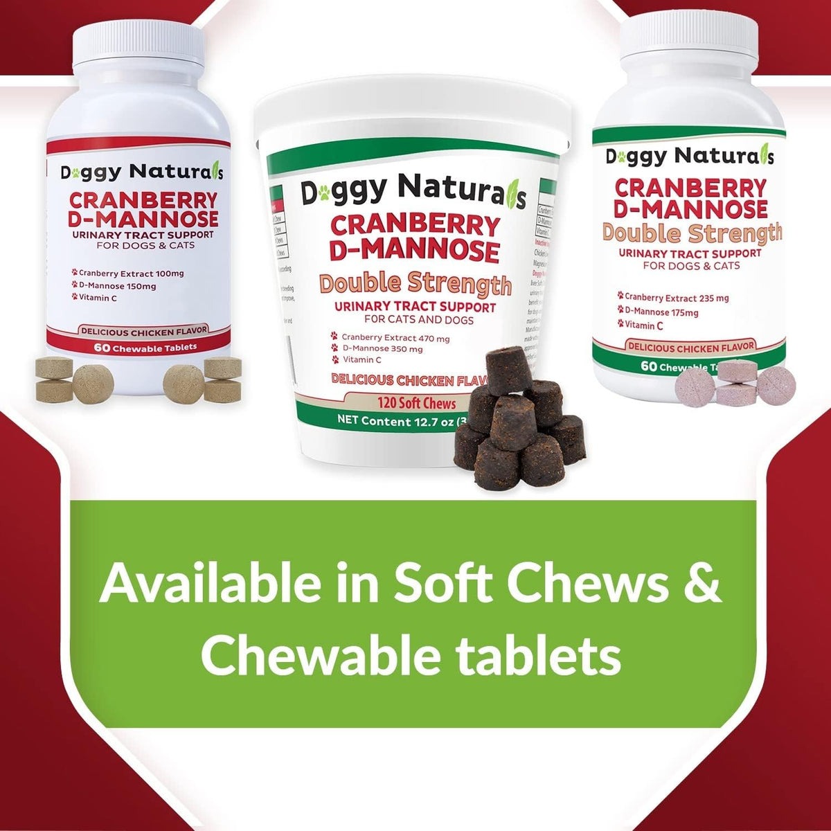 Doggy Naturals Cranberry D-Mannose for Dogs and Cats - Chicken Liver Flavoured Chewable Tablets - Urinary Tract Health Support (60 Count) - görsel 5