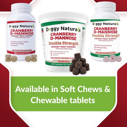 Doggy Naturals Cranberry D-Mannose for Dogs and Cats - Chicken Liver Flavoured Chewable Tablets - Urinary Tract Health Support (60 Count)