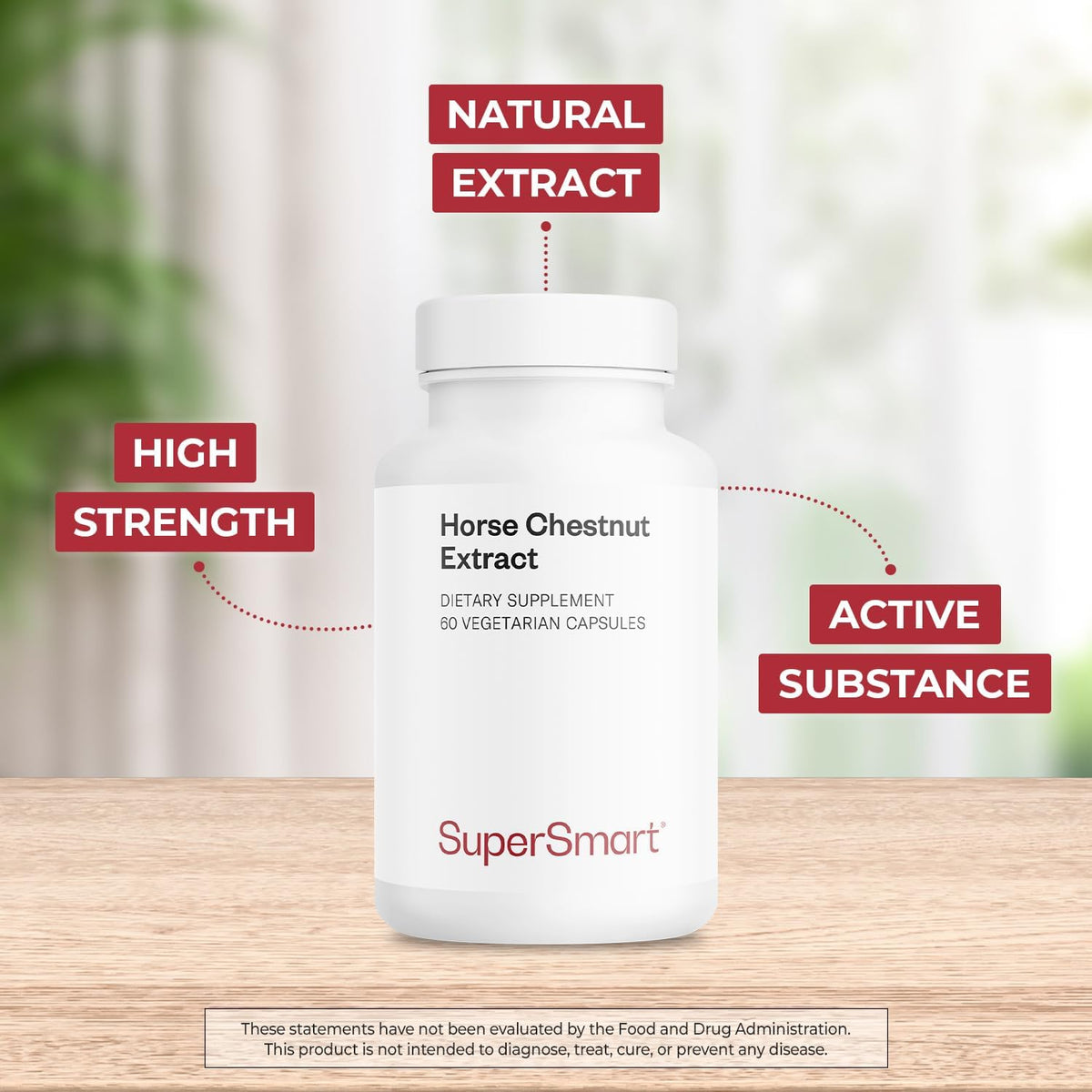 Supersmart Horse Chestnut Extract 500mg per Day (20% Aescin) - Supports Normal Venous Circulation - Non-GMO & Gluten-free - 60 Vegetarian Capsules - görsel 3