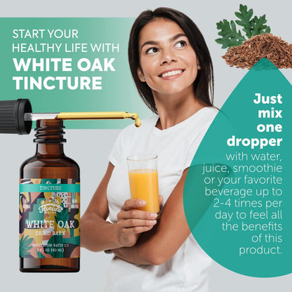 White Oak Tincture, Organic White Oak Extract (Quercus alba) Dried Bark Supplement 59 ml, 670 mg