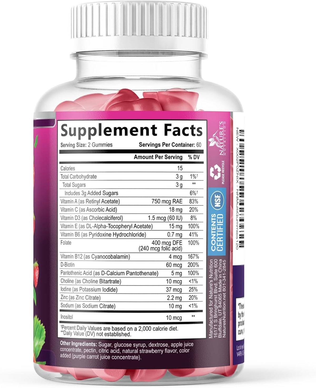 Multivitamin Gummies for Adults - Daily Adult Multivitamin Gummies with Vitamins A, C, D, B12 for Women & Men - Immune Support Gummy Multivitamins Supplement, 120 Count - görsel 9