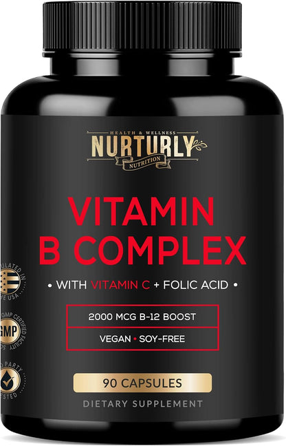 NURTURLY Super B Complex: All Essential B Vitamins for Energy and Immunity – 180 Tablets