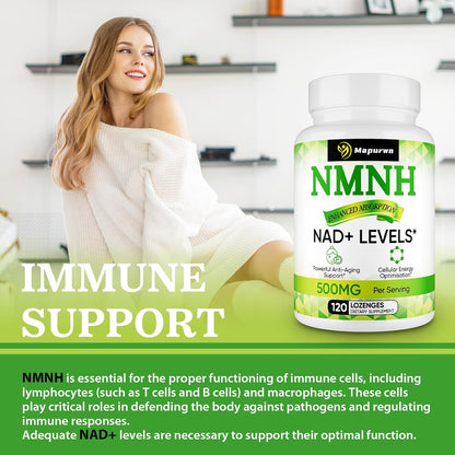 Mapurwn NMNH (Dihydronicotinamide Mononucleotide) - 500mg NAD+ Food Supplement, 120 Lozenges