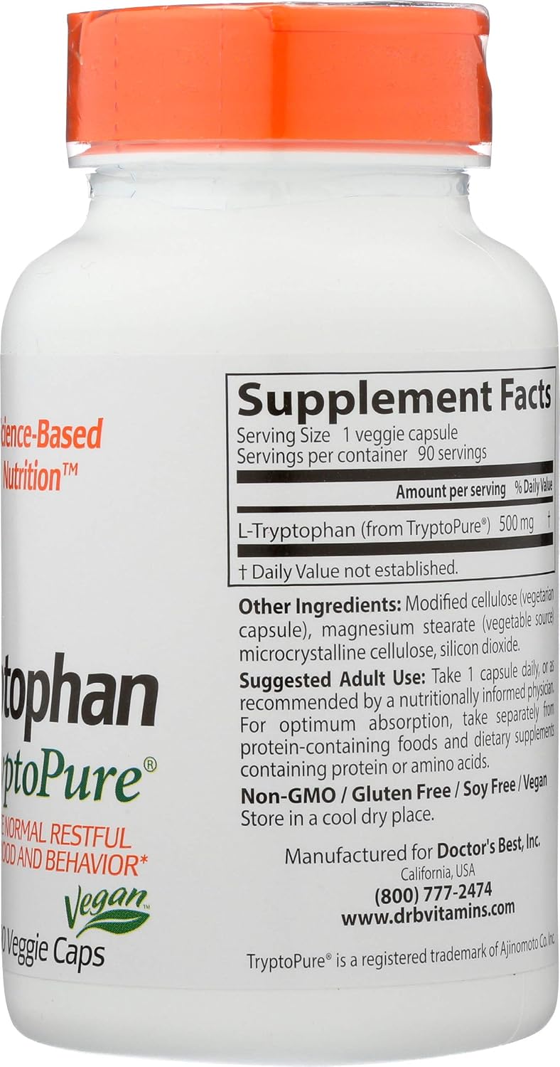 Doctor's BEST L-Tryptophan 500 mg Food Supplement - görsel 5