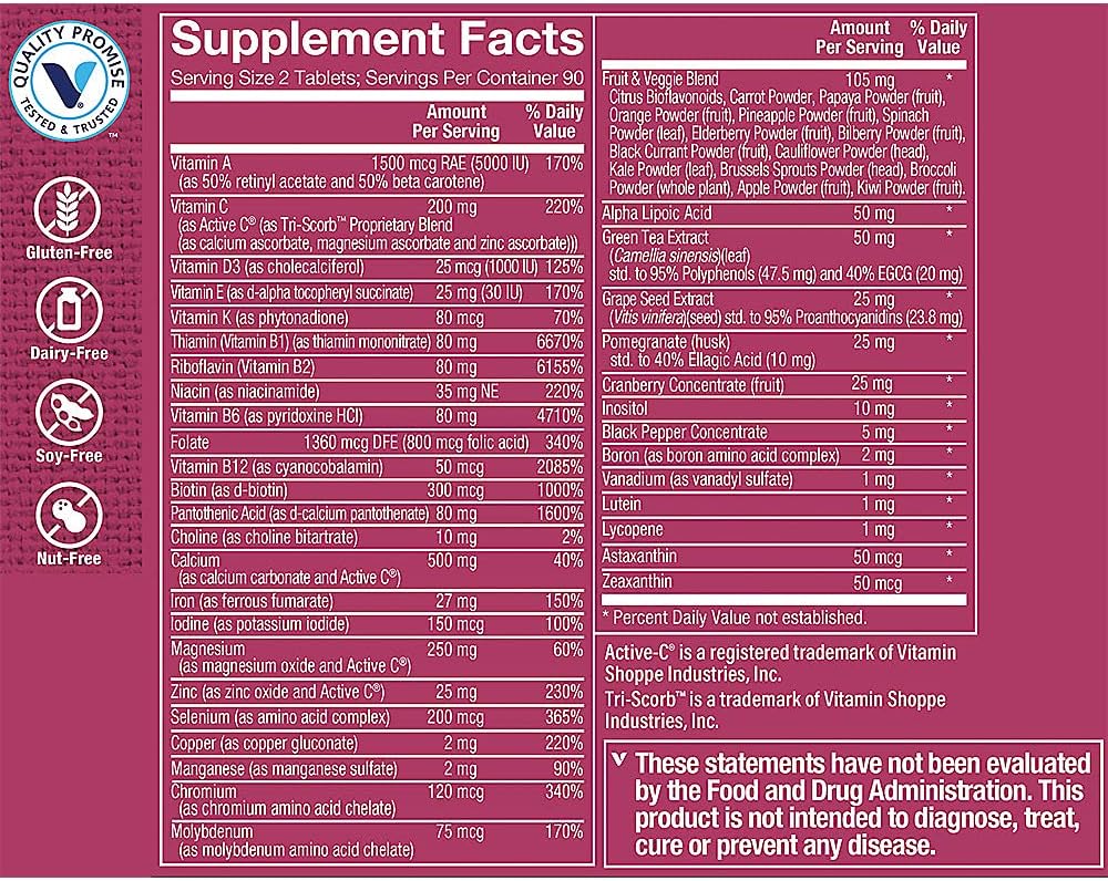 The Vitamin Shoppe Ultimate Woman Multivitamin - 180 Tablets - görsel 2