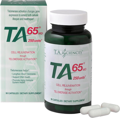 T.A. Sciences TA-65 Telomere Activation Supplement - 2.5 Times Potency, 90 Capsules (1 Pack, with Box)