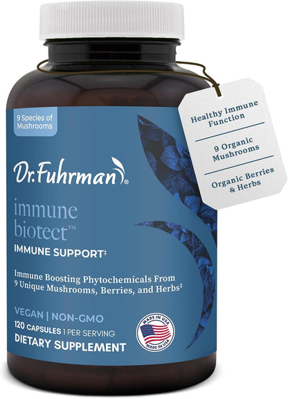 Dr. Fuhrman All-Natural Immune Support Supplement – Organic Mushrooms & Berries, 120 Capsules
