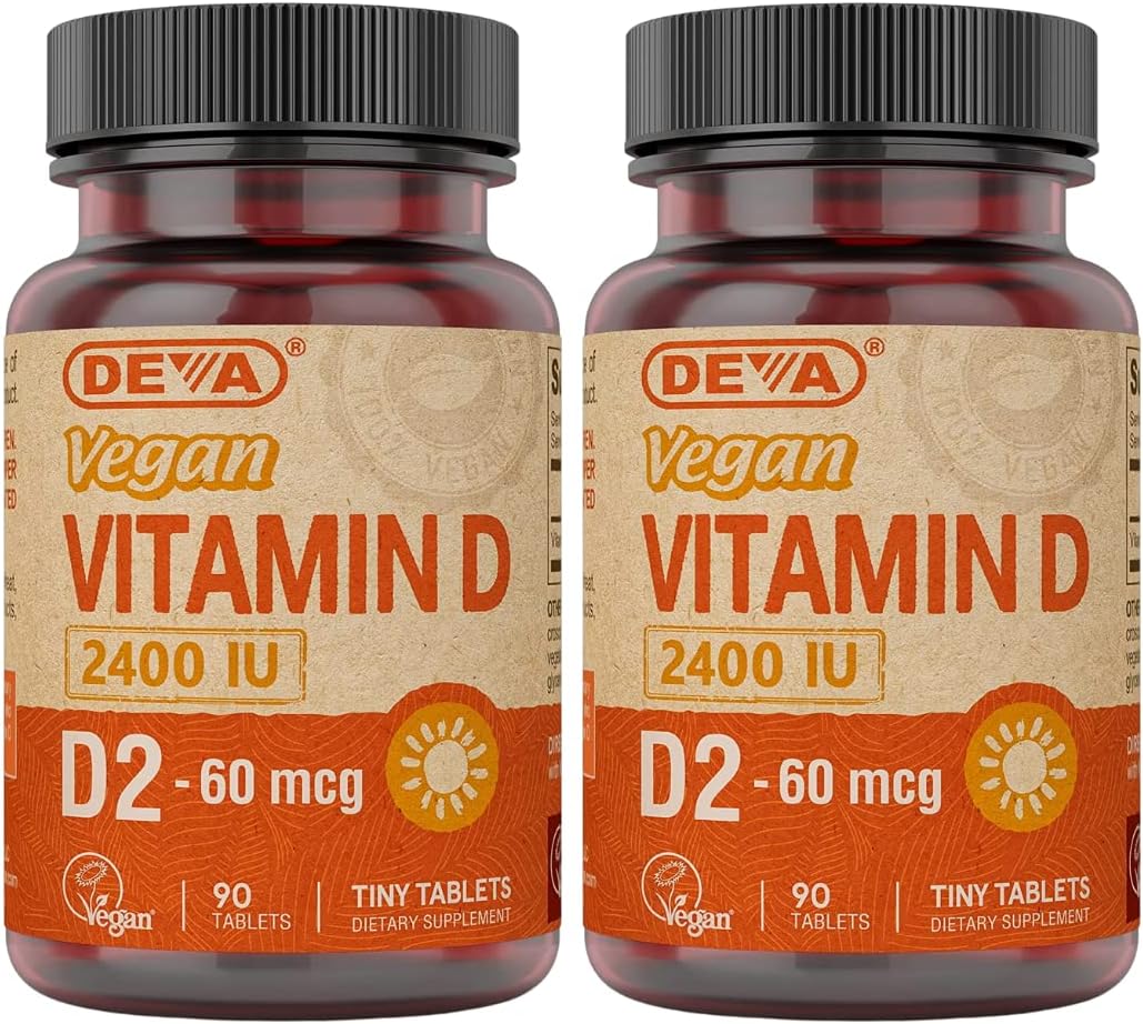 DEVA Vegan Vitamin D2 2400 IU, 180 Vegan Tablets - görsel 1