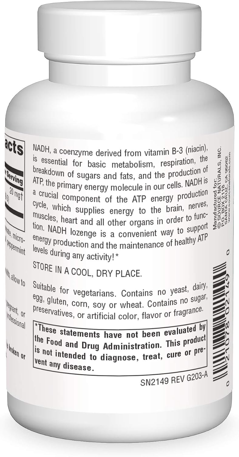 Source Naturals NADH 20mg Lozenges – Energy and Mental Alertness* - görsel 2