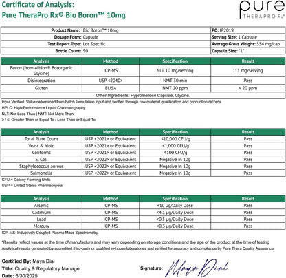 Pure Therapro Rx Bio Boron - Bororganic Glycine Supplement, 10mg, 90 Capsules