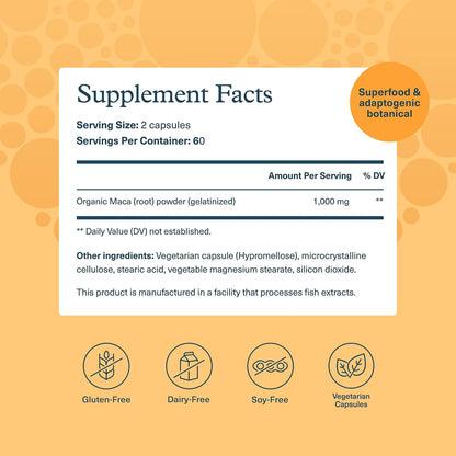 Youtheory Women’s Maca Root - 120 Vegan Capsules (60 Day Supply) - Gelatinised Peruvian Yellow Maca for Energy, Hormone Balance & Menopause Support - Adaptogen Blend for Stress - Gluten-Free