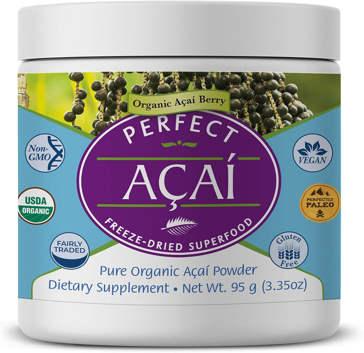 Perfect Supplements – Perfect Acai Powder – 95 g – Pure Organic Freeze-Dried Acai Berry Superfood - görsel 1