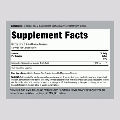Piping Rock Schizandra Berry Fruit Capsules, 1160 mg, 100 Count