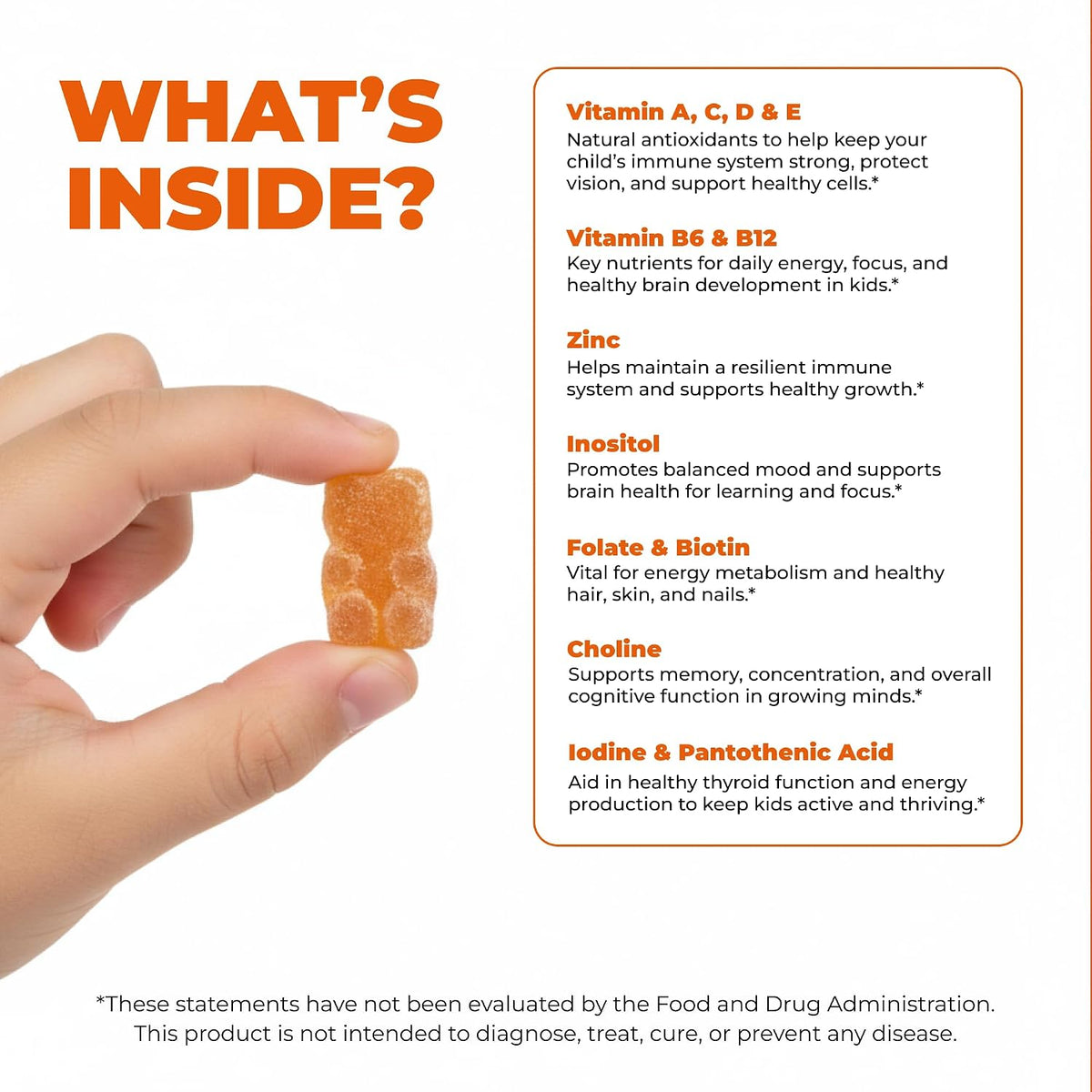 Premium Children's Multivitamin Gummies – 12 in 1 Gummy Vitamins – Chewable Multivitamin for Toddlers and Teens – Immune, Brain & Focus Support – GMO-Free, Gluten-free – 2 Months Supply - görsel 4
