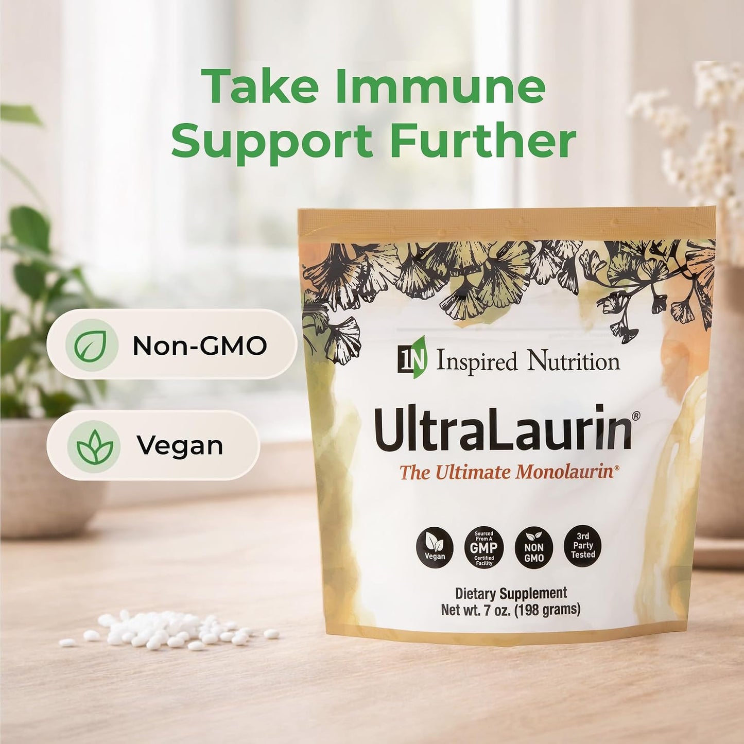 UltraLaurin® Monolaurin Supplement – 3,000 mg Coconut-Derived Pellets for Immune & Gut Health, 66 Servings - görsel 6