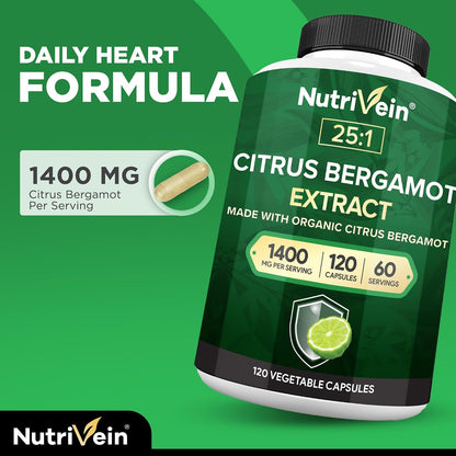 Nutrivein Premium Citrus Bergamot Supplement 1400mg, 120 Capsules