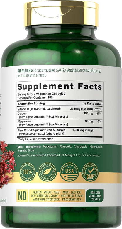 Carlyle Red Marine Algae 1600mg with Calcium, Magnesium and Vitamin D3 - 200 Capsules