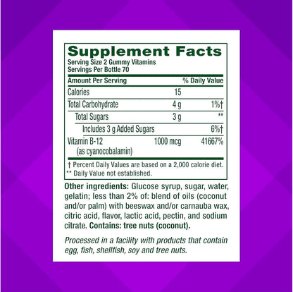 Vitafusion B-12 1000 mcg, 3-Pack (140 Count)