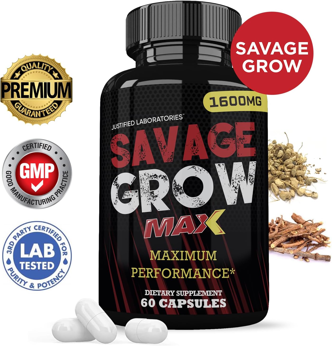 (2 Pack) Savage Grow Max 1600mg Advanced Men's Health Formula 120 Capsules - görsel 2