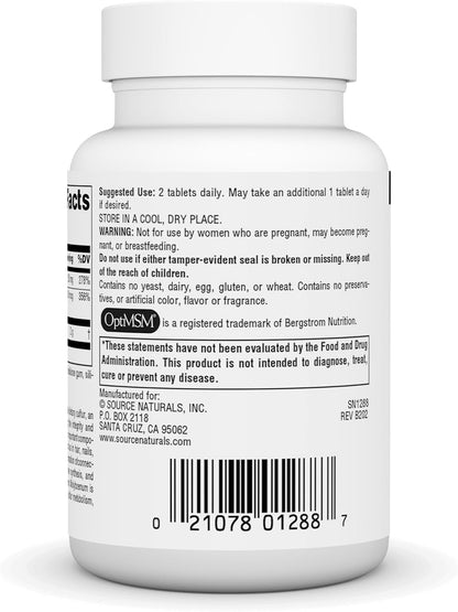 Source Naturals MSM (methylsulphonylmethane), 1000 mg - 60 Tablets