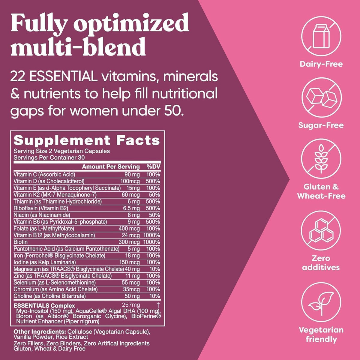 Eu Natural Next Gen Multivitamin for Women - 22 Optimised Vitamins - 60 Vegetarian Soft Capsules - görsel 4