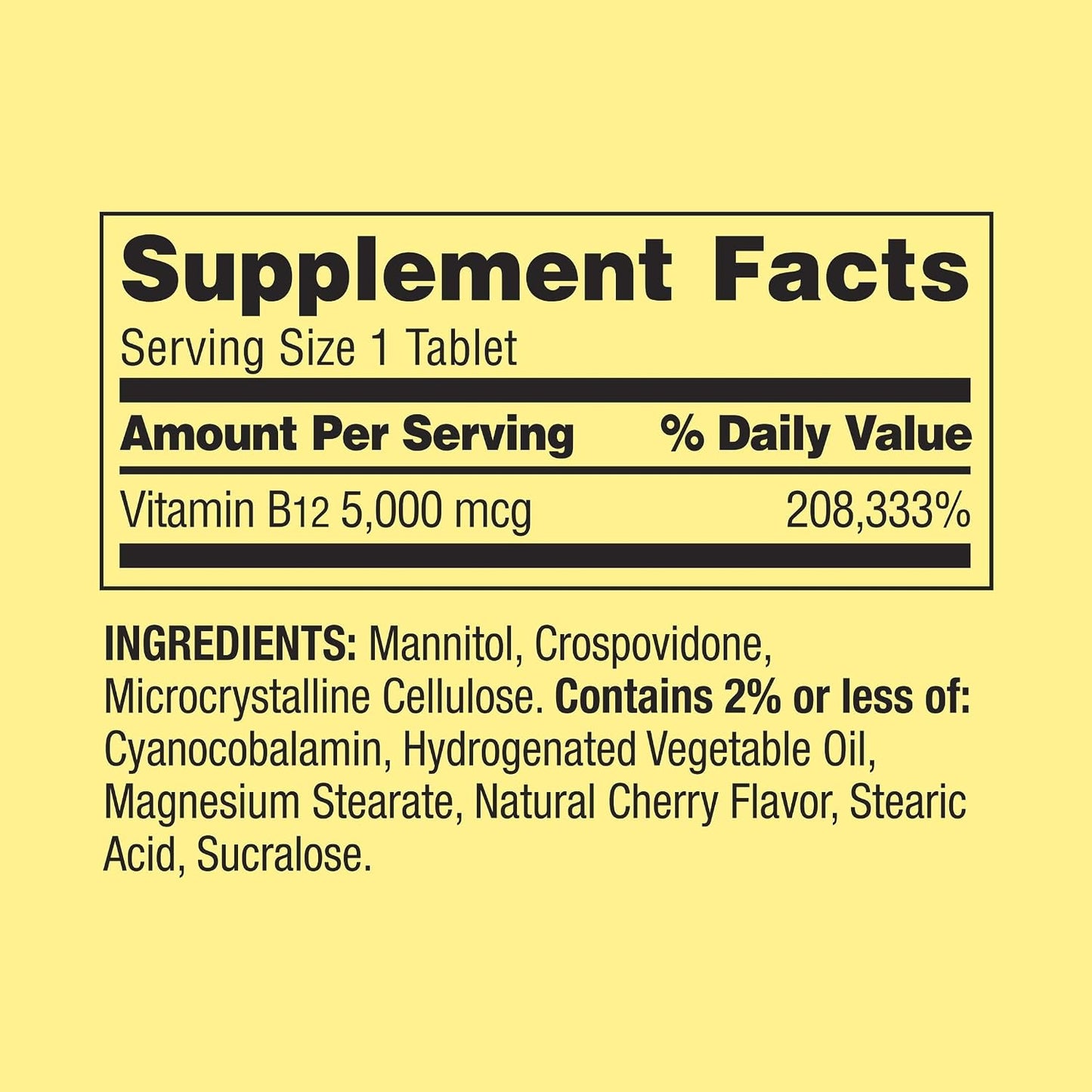Spring Valley B12 5000 µg, 300 Quick-Dissolve Tablets - Metabolism Support - görsel 2