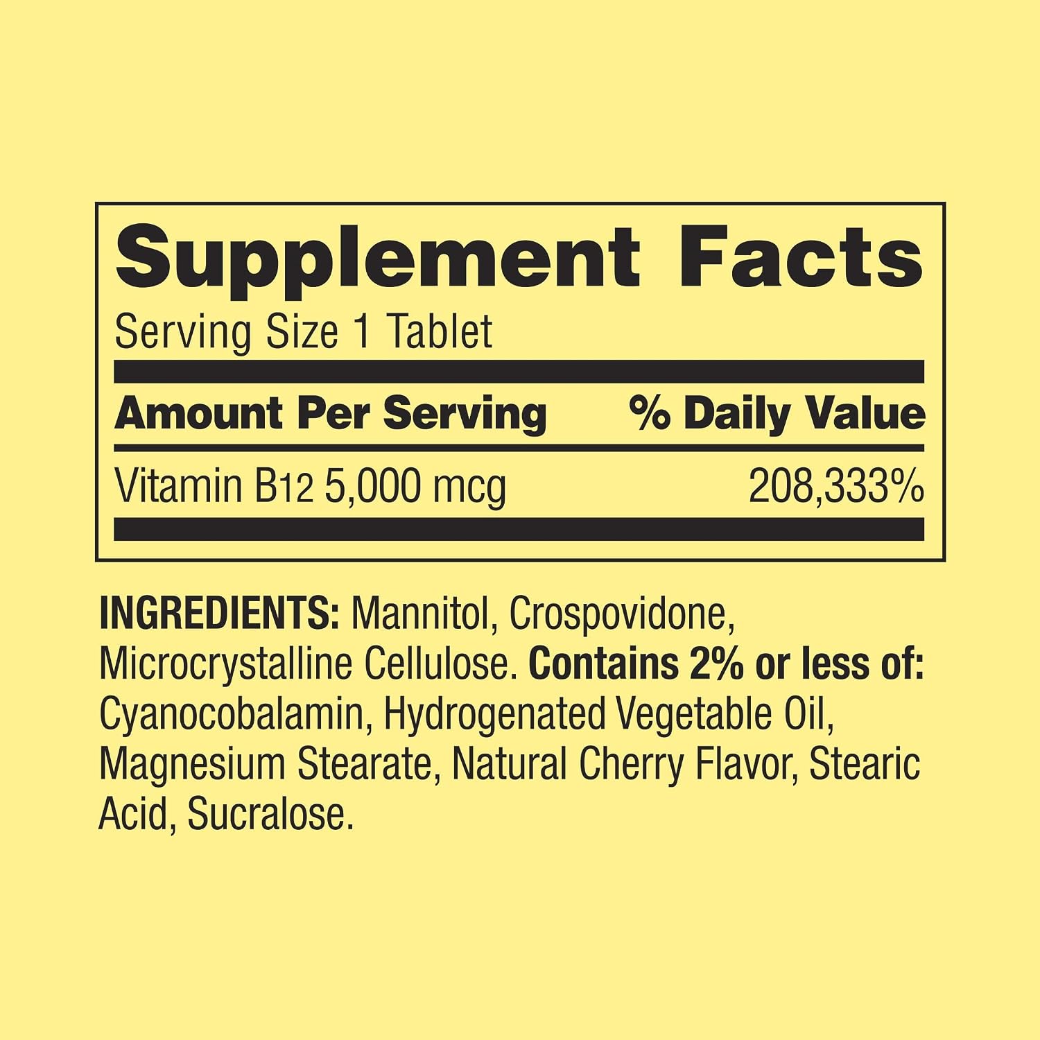 Spring Valley B12 5000 µg, 300 Quick-Dissolve Tablets - Metabolism Support - görsel 2
